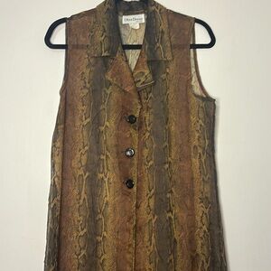 Vintage women’s snakeskin print button down cape kimono cloak duster size 14